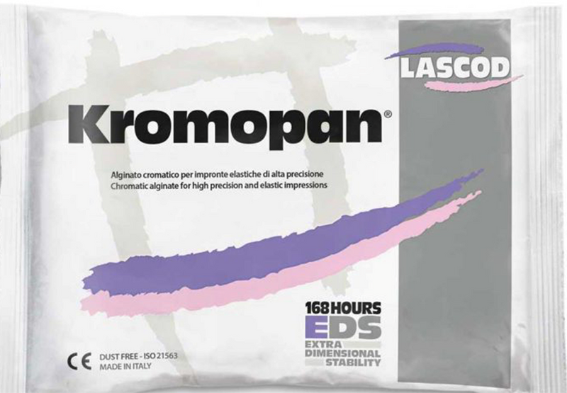 Kromopan es un alginato cromático con 168 horas de estabilidad dimensional.  450gm