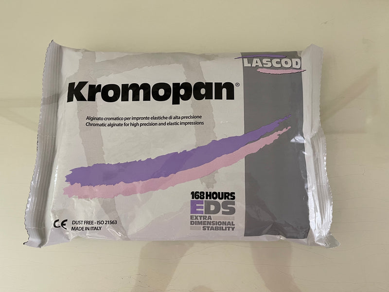 Kromopan es un alginato cromático con 168 horas de estabilidad dimensional.  450gm